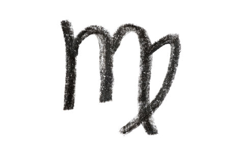 A hand-drawn Virgo zodiac sign in black pencil on a white background, perfect for astrology-themed designs, horoscope articles, and spiritual projectsの写真素材
