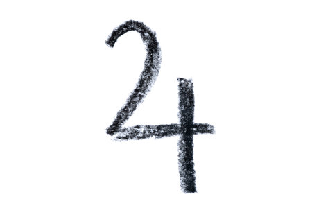 A hand-drawn Jupiter symbol in black pencil isolated on a white background. Perfect for astrology-themed designs, horoscope articles, and spiritual projectsの写真素材