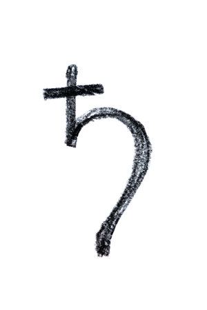 A hand-drawn Saturn symbol in black pencil isolated on a white background. Perfect for astrology-themed designs, horoscope articles, and spiritual projectsの写真素材