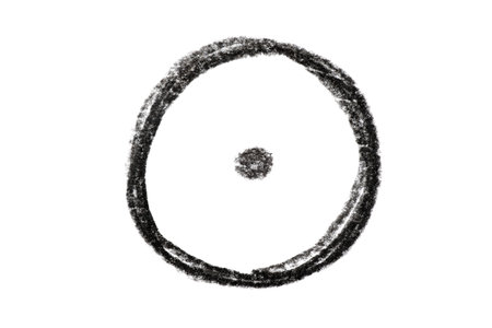A hand-drawn Sun symbol in black pencil isolated on a white background. Perfect for astrology-themed designs, horoscope articles, and spiritual projectsの写真素材