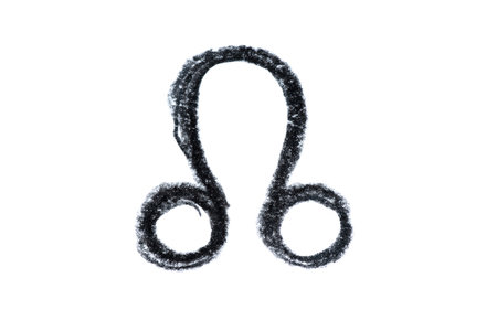 A hand-drawn Rahu symbol in black pencil on a white backgroundの写真素材