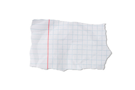 A torn piece of craft paper isolated on a white background. Perfect for eco-friendly designs and art projectsの写真素材
