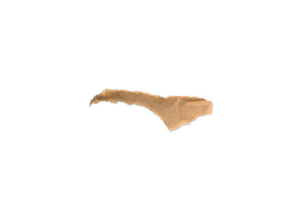 A torn piece of craft paper isolated on a white background. Perfect for eco-friendly designs and art projectsの写真素材