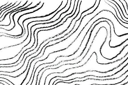 A black pencil sketch featuring wavy lines isolated on a white background. This abstract pattern is ideal for modern designs, backgrounds, and artistic projectsの写真素材
