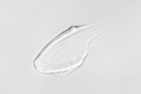 Transparent gel texture on a white background.の写真素材