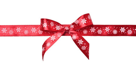 Beautiful red gift bow isolated on white backgroundの写真素材
