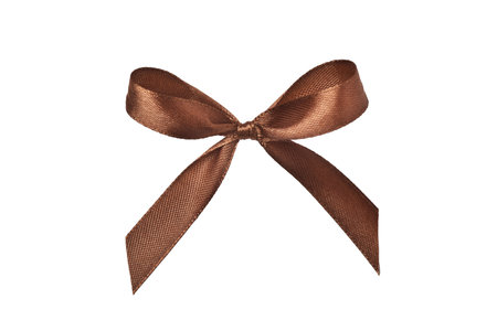 Beautiful brown bow isolated on white backgroundの写真素材