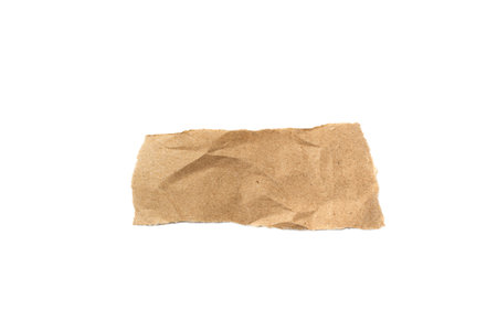 A torn piece of craft paper on a white backgroundの写真素材
