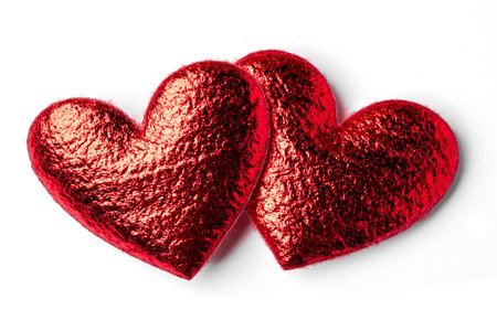 Heart-shaped decorations isolated on a white background. A design element for Valentine's Dayの写真素材