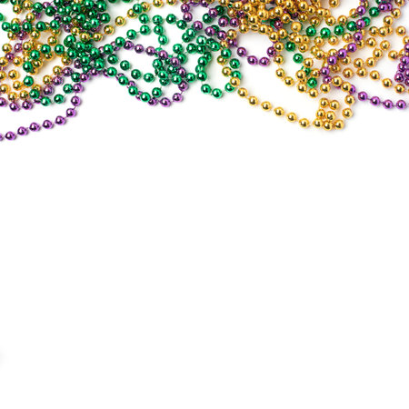 Mardi Gras beads isolated on white backgroundの写真素材