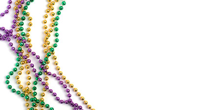 Mardi gras beads on white backgroundの写真素材