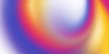 Abstract gradient in blue, yellow and pink colors with a grainy texture on white background. Perfect for banners, posters, headers or cover designsの写真素材