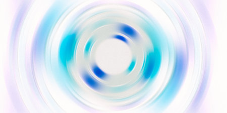Spin blur effect in blue and turquoise colors with grainy texture on light backgroundの写真素材