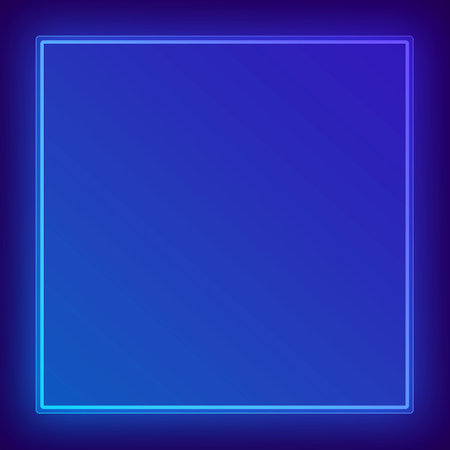 Neon frame for your design in blue colorの写真素材