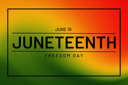 Abstract background in red, yellow and green tones with grainy texture. Juneteenth Freedom Dayの写真素材