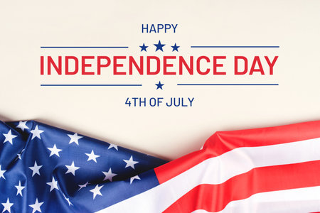 Independence day of USA. Happy 4th of July. Greeting card, background, banner with American National flag.の写真素材