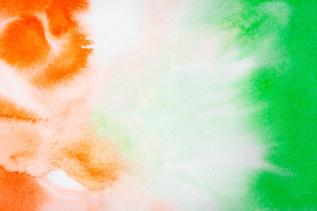 Watercolor background in the colors of the Indian flag for independence day. Website banner and greeting card design template.の写真素材