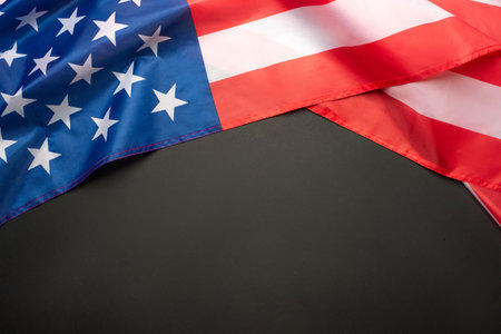 Black background with American flag.の写真素材