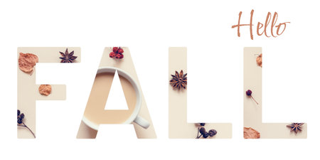 Fall concept banner with creative text cutout effectの写真素材
