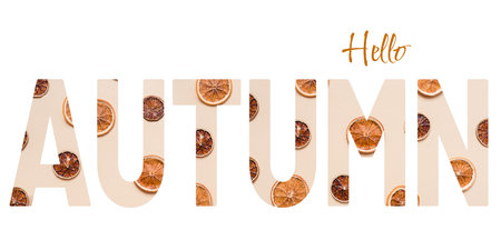 Autumn concept banner with creative text cutout effectの写真素材