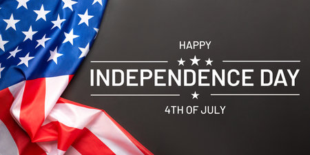 Black background with American flag.の写真素材