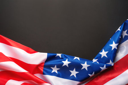 Black background with American flag.の写真素材