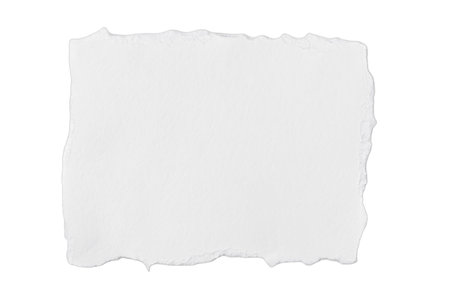 A torn piece of white paper on a white backgroundの写真素材