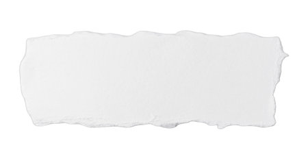 A torn piece of white paper on a white backgroundの写真素材