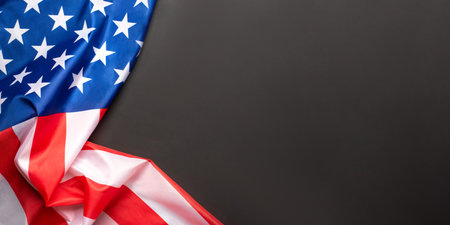 Black background with American flag.