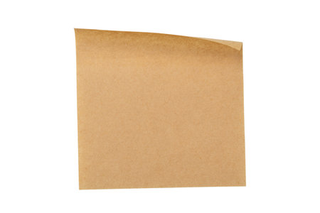 Brown blank paper for sticky notes isolated on a white backgroundの写真素材