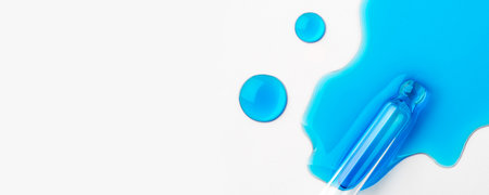 Drops of cosmetics and a pipette on a white background. A product for skin, face or hair care.