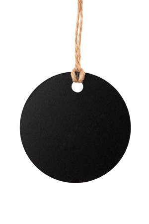 Empty round black tag isolated on white background