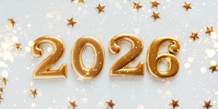 Metal numbers 2026 on a white table. Happy New Year 2026 is coming concept.