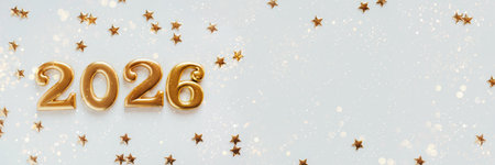 Metal numbers 2026 on a white table. Happy New Year 2026 is coming concept.