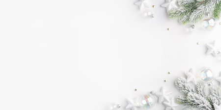 Christmas ornaments on a white background.の写真素材