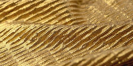 A close-up shot of gold sequin fabric for backgrounds or design elements
