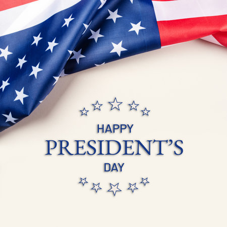 President's day. Beige background with American flag. Website banner and greeting card design...