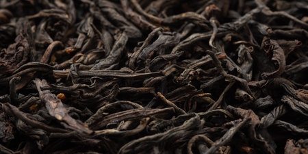 Pile of black tea isolated on white background.の写真素材