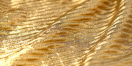 A close-up shot of gold sequin fabric for backgrounds or design elementsの写真素材