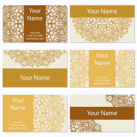 Set of  business cards. Vintage pattern in retro style with ornamentのイラスト素材