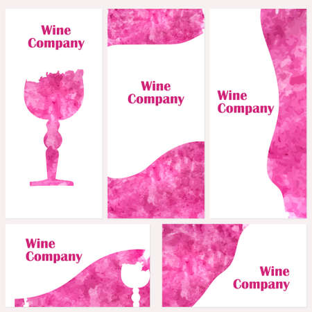Business cards collection. Watercolor background for your design.Wine collection.のイラスト素材