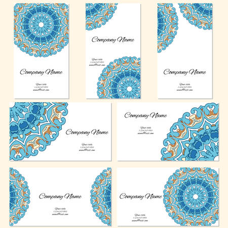 Set of business cards. Vintage pattern in retro style with ornamentのイラスト素材