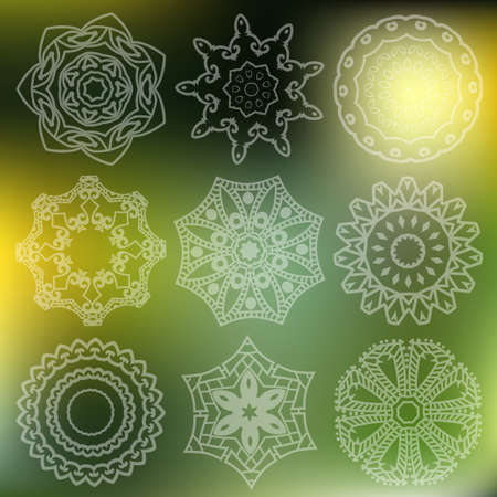 Vector line icons. Design elements on blured backgroundのイラスト素材
