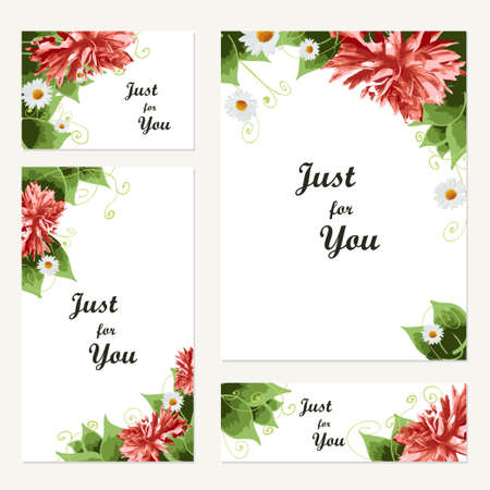 Vintage vector card templates. Greeting postcard with floral elements. Vector illustrationのイラスト素材