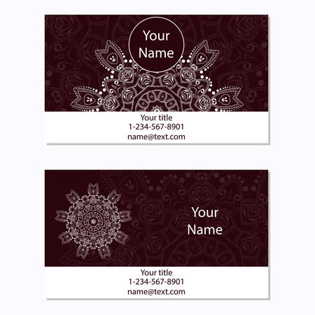 Set of  business cards. Vintage pattern in retro style with ornamentのイラスト素材