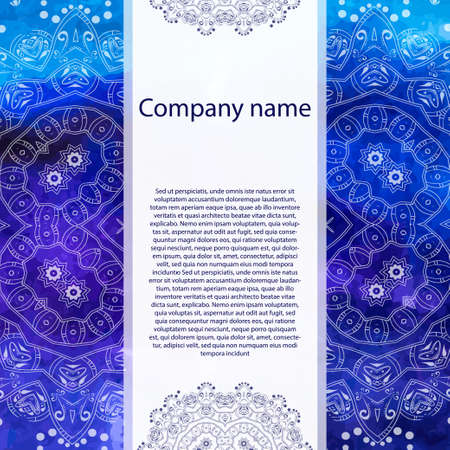 Business card. Ornament for your design. Watercolor backgroundのイラスト素材