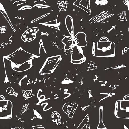 Seamless pattern of school board. Freehand drawingのイラスト素材