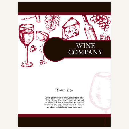 Wine company. Restaurant theme. Corporate identity. Document template. Vector illustration.のイラスト素材