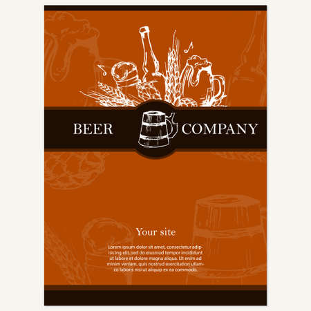 Beer menu. Retro card or flyer. Restaurant theme. Vector illustration.のイラスト素材