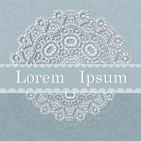 Retro card with mandala. Vintage background with place for text. Can be used for Save the Date, mothers day, birthday party and etc.のイラスト素材